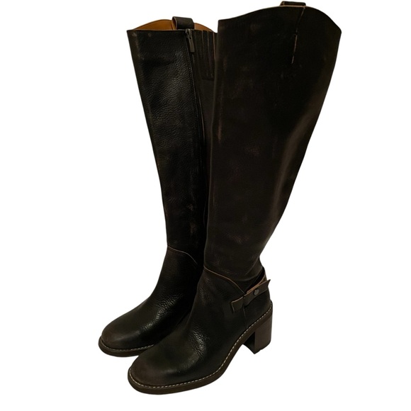 Franco Sarto Shoes - Franco Sarto Women's Kiana Black Leather Tall Zipper Knee-High Boots Shoes 7M